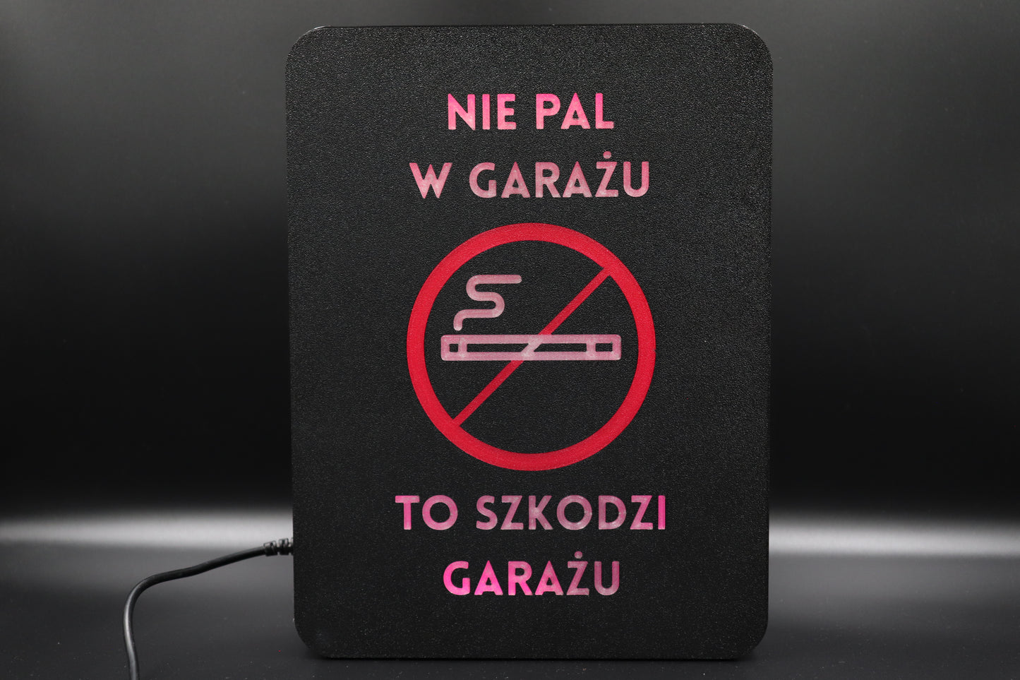 Ekran XL "Nie pal w garażu - to szkodzi garażu"